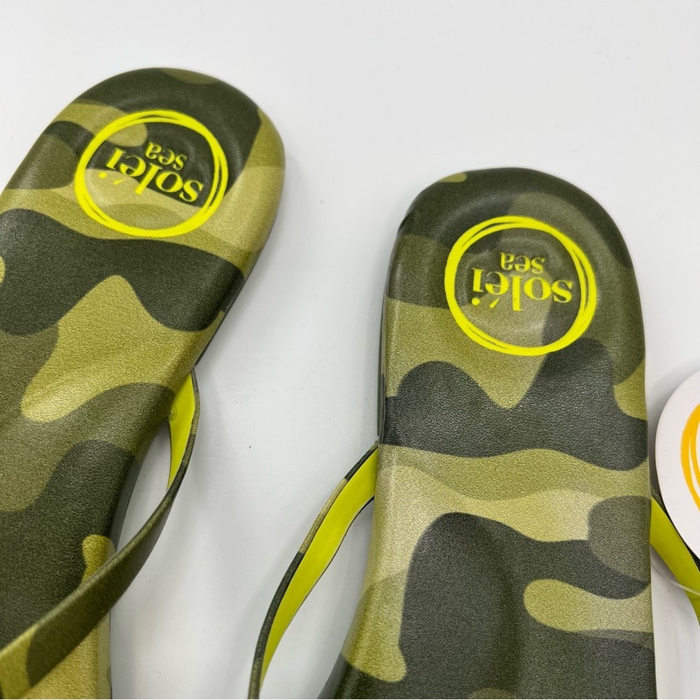 NWT Solei Sea Indie Camo Citron Sandal Camouflage Leather Sandal Green US 8 EU39 - Picture 8 of 11